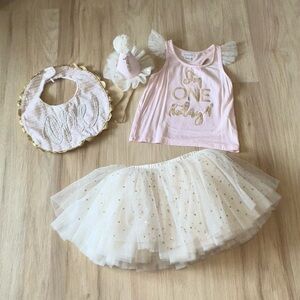 Pink and Gold First Birthday Outfit Set